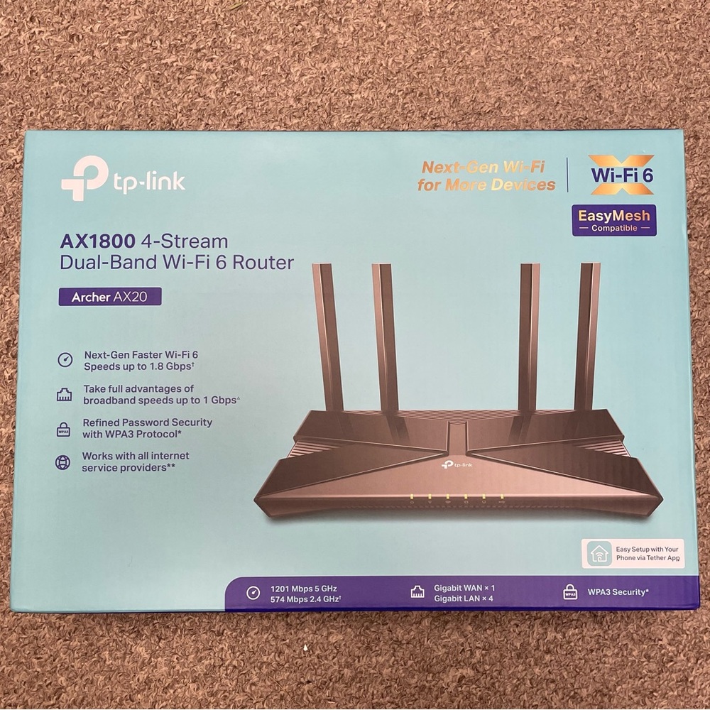 TP-Link - Archer AX20 AX1800 Dual-Band Wi-Fi 6 Router - Black
